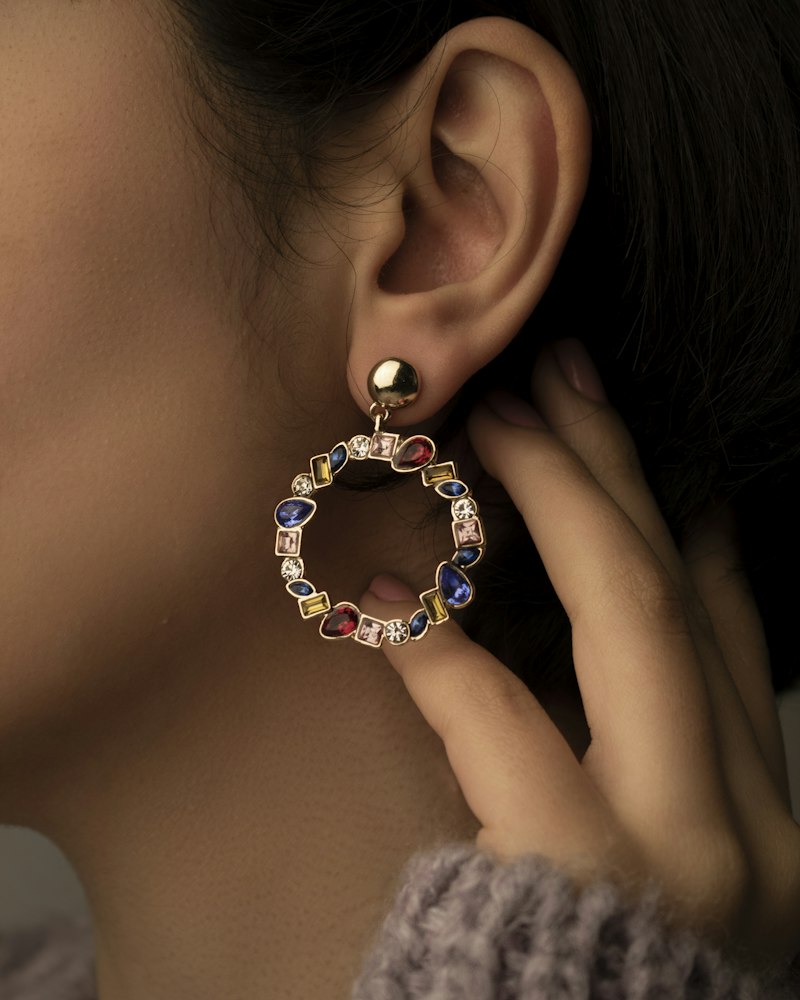 Multi-gemstone hoop earrings
