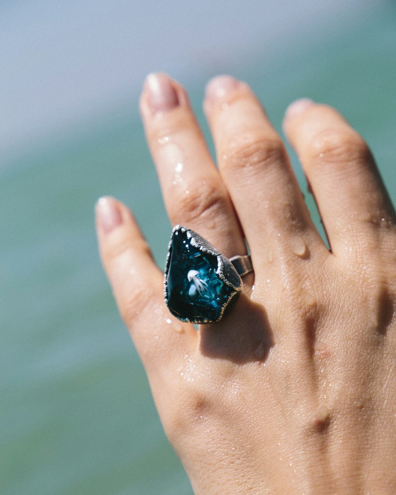 Blue-green tourmaline ring